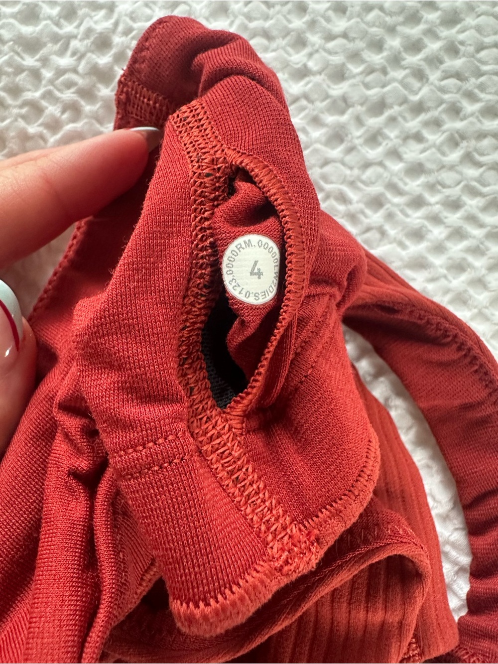 Lululemon One-Shoulder Ribbed Bralette - Rust Red - Picture 3 of 3